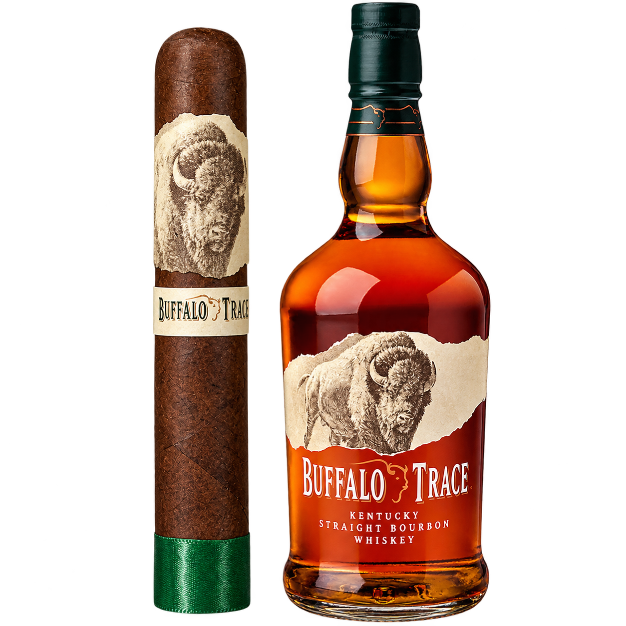 Buffalo Trace Kentucky Straight Bourbon Whiskey and Cigar